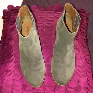 Lucky brand booties gray suede leather
